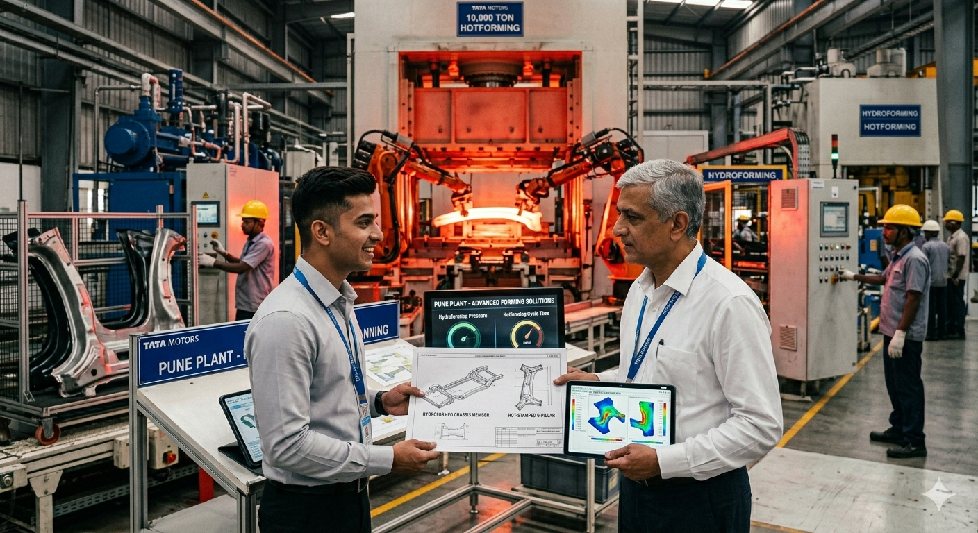 ALF Engineering team reviewing manufacturing blueprints on the factory floor